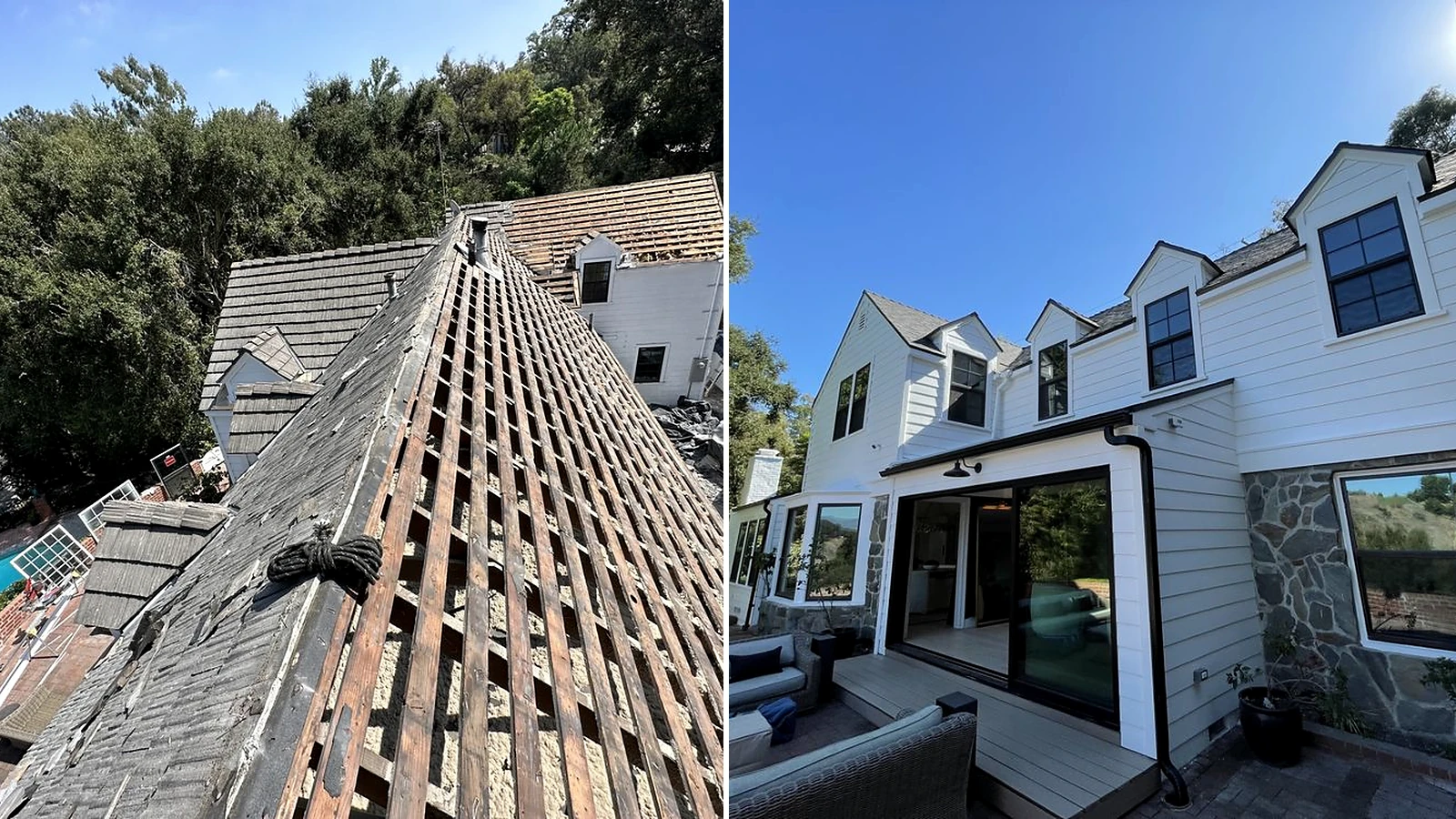 Documented Coldwater Canyon roof during tear-off and after completion with architectural shingles